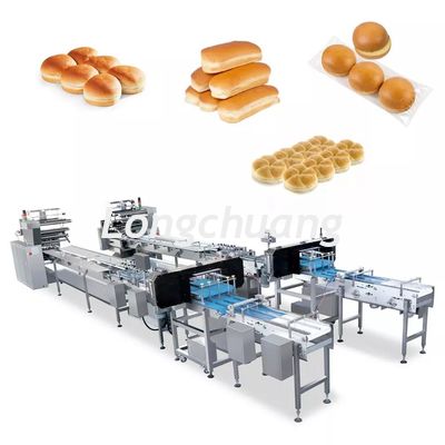 Kalite  Multifunction Bakery Food Automatic Feeding Line Burger Bun Hot Dog Hamburger Packaging Machine Fabrika